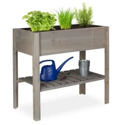 Højbeds plantekasse, 80x88x43,5 cm, Grå