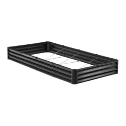 Højbeds plantekasse, 240x120x28 cm, mørkegrå, metal