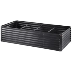 Højbeds plantekasse, 240x120x60 cm, mørkegrå, metal plantekasse