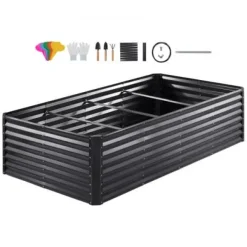Højbeds plantekasse, 240x120x60 cm, mørkegrå, metal plantekasse