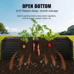 Højbeds plantekasse, 240x120x60 cm, mørkegrå, metal plantekasse