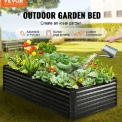 Højbeds plantekasse, 240x120x60 cm, mørkegrå, metal plantekasse