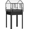 Højbedsplantekasse med overdækning 60x60x120 cm, metal med dræning – vejrbestandigt urte-/grøntsagsbed, sort