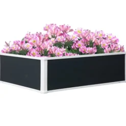 Højbedsplantekasse, 100x80x30 cm, Grå, Plastik