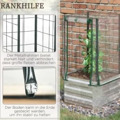 Højbedssæt 53x53x90 cm med plastovertræk & espalier – plantekasse til have/balkon