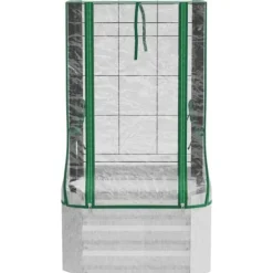 Højbedssæt 53x53x90 cm med plastovertræk & espalier – plantekasse til have/balkon