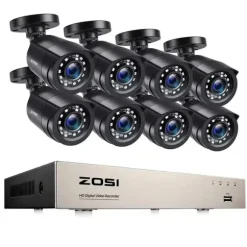 Hjem Sikkerhedskamera System, 1080p Opløsning, Udendørs CCTV Kameraer, 1T, Sort