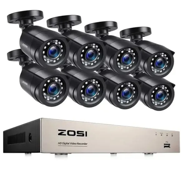 Hjem Sikkerhedskamera System, 1080p Opløsning, Udendørs CCTV Kameraer, 1T, Sort