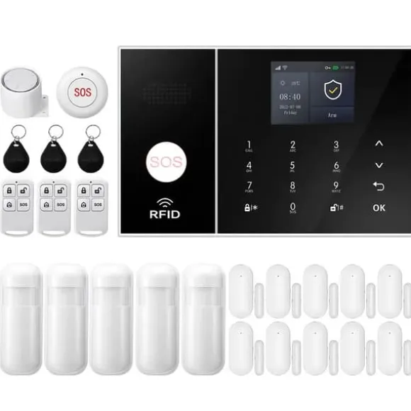 Hjemmealarmsystem, Smart Home Integration, Trådløs Sikkerhedsløsning,4G WiFi Kit F, EU Stik