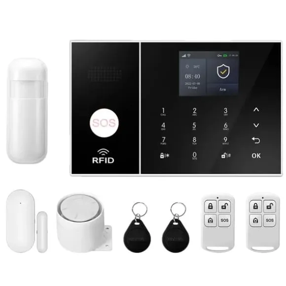Hjemmealarmsystem, Smart Home Integration, Trådløs Sikkerhedsløsning,4G WiFi Kit A, EU Stik