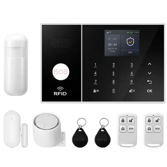 Hjemmealarmsystem, Smart Home Integration, Trådløs Sikkerhedsløsning,4G WiFi Kit A, EU Stik