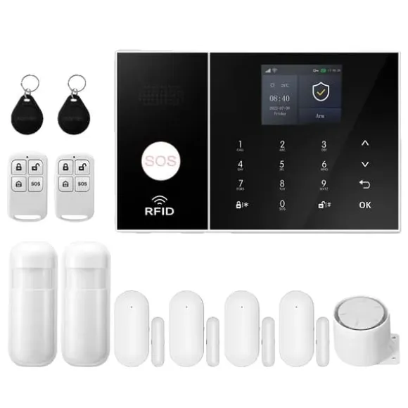 Hjemmealarmsystem, Smart Home Integration, Trådløs Sikkerhedsløsning,4G WiFi Kit C, EU Stik
