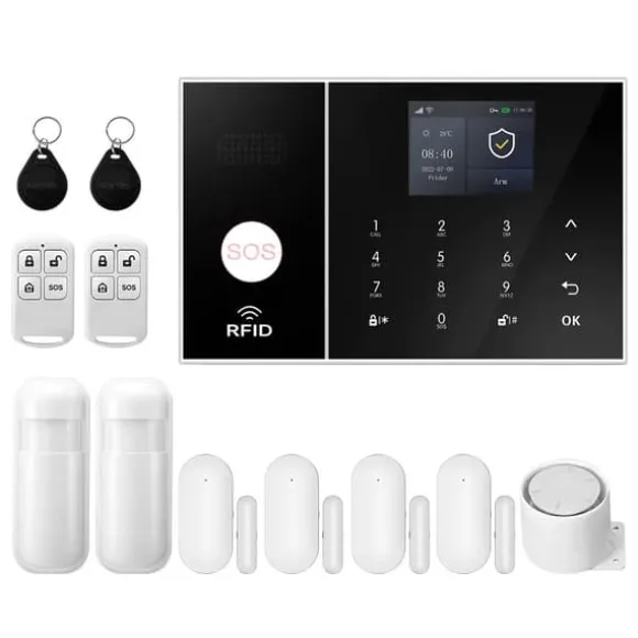 Hjemmealarmsystem, Smart Home Integration, Trådløs Sikkerhedsløsning,4G WiFi Kit C, EU Stik