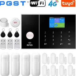 Hjemmealarmsystem, trådløs forbindelse, mobilappkontrol,EU stik, E-4G