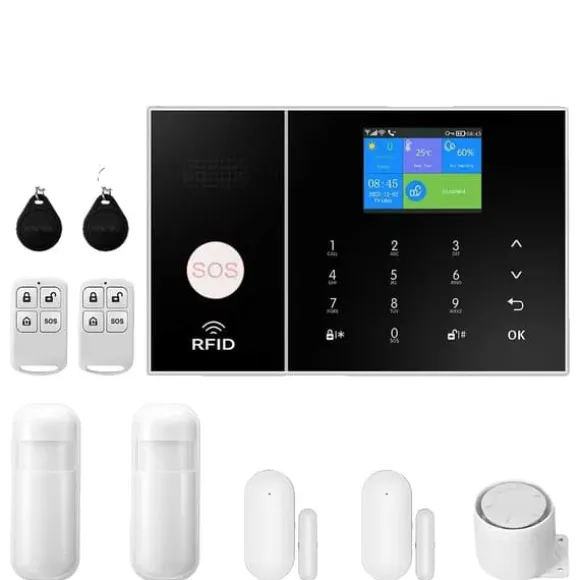Hjemmealarmsystem, trådløs forbindelse, mobilappkontrol,B-4G, EU stik