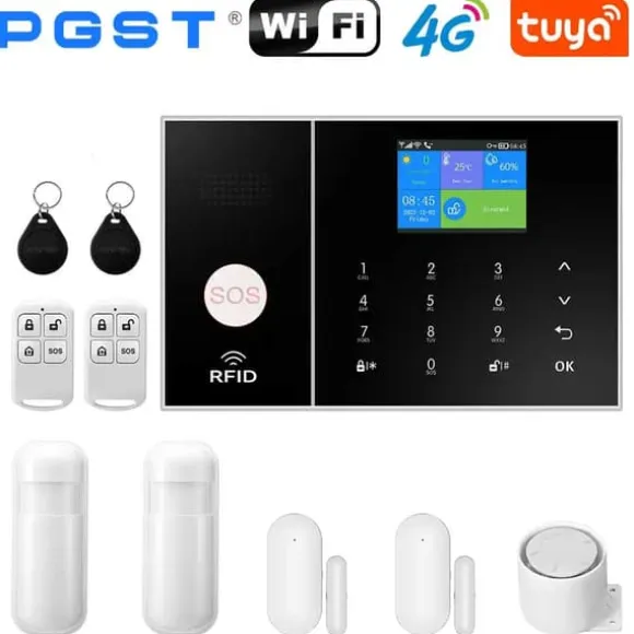 Hjemmealarmsystem, trådløs forbindelse, mobilappkontrol,B-4G, EU stik