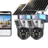 Hjemmesikkerhed Solkamera, 8MP HD Opløsning, Dobbelt Linse Design, 2 Stk WIFI Solkamera