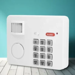 Hjemmesikkerhedsalarmsystem med trådløs PIR-bevægelsessensor og fjernbetjening med tastatur