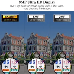 Hjemmesikkerhedskamera, 5MP opløsning, 3,6 mm linse, 48V PoE strøm, IR nattevision, tovejslyd