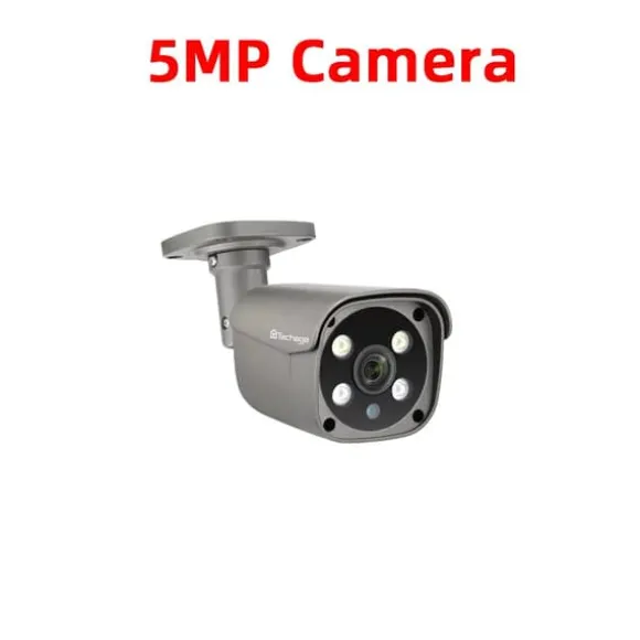 Hjemmesikkerhedskamera, 5MP opløsning, 3,6 mm linse, 48V PoE strøm, IR nattevision, tovejslyd