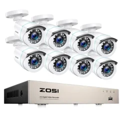 Hjemmesikkerhedssystem, H265+ DVR, Natvision,1T, 8CH DVR med 8 kameraer