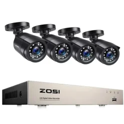 Hjemmesikkerhedssystem, 2MP opløsning, nattevisions teknologi, , 8CH DVR with 4 Cams, 1T