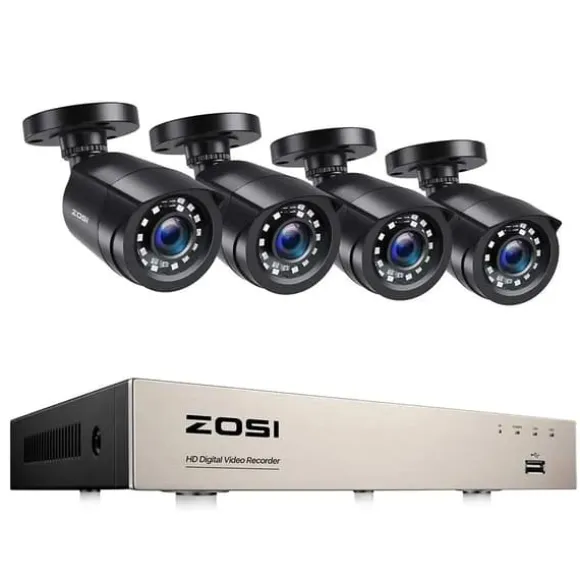 Hjemmesikkerhedssystem, 2MP opløsning, nattevisions teknologi, , 8CH DVR with 4 Cams, 1T