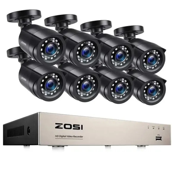 Hjemmesikkerhedssystem, 2MP opløsning, nattevisions teknologi,8CH DVR med 8 kameraer, 1T