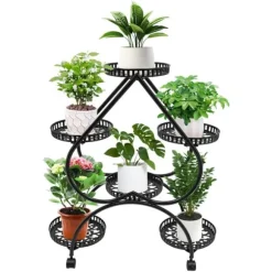 Hjerteformet plantestativ - Blomsterstativ - 6 hylder - Jern - 4 hjul (2 med bremse) - 7,5 kg pr. hylde