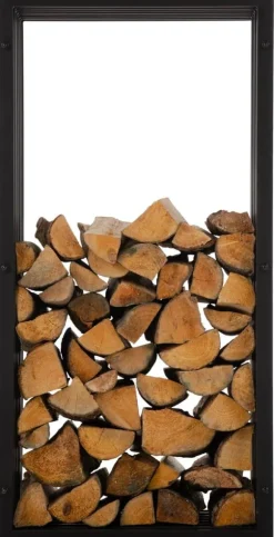 Håndlavet KaminhoodTrek - Firewood Storage - Holdbart metal, stilfuld sort finish | Størrelse: 40x50x100 cm