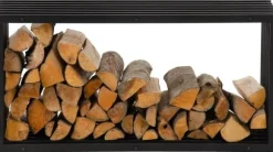 Håndlavet KaminhoodTrek - Firewood Storage - Holdbart metal, stilfuld sort finish | Størrelse: 40x50x100 cm