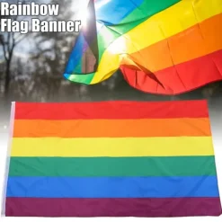 Håndviftende Regnbueflag Banner Polyester Gay Pride Lesbisk Flag med Øjer