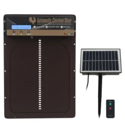 Hønsegårdsdør med solcelle-fjernbetjening - Automatisk lyssensor-timer - Ideel til avlsfarme