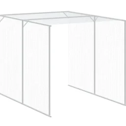 Hønsehus med løbegård - Galvaniseret stål | Farve: Lysegrå | Størrelse: 165x127x181 cm