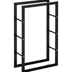 HOMCOM Brændestativ - Sort Metal, L60 x B25 x H100 cm, op til 100 kg