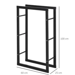 HOMCOM Brændestativ - Sort Metal, L60 x B25 x H100 cm, op til 100 kg