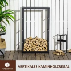 HOMCOM Brændestativ - Sort Metal, L60 x B25 x H100 cm, op til 100 kg
