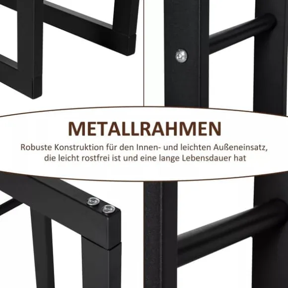 HOMCOM Brændestativ - Sort Metal, L60 x B25 x H100 cm, op til 100 kg