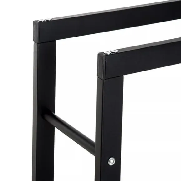 HOMCOM Brændestativ - Sort Metal, L60 x B25 x H100 cm, op til 100 kg