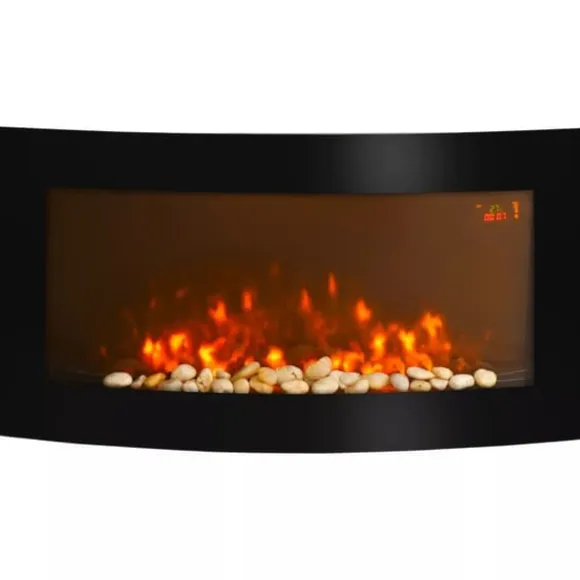 HOMCOM Elektrisk Vægpejs - Sort Metal og Sikkerhedsglas - 89,2 x 13,5 x 48cm