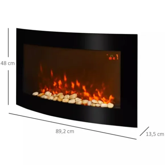 HOMCOM Elektrisk Vægpejs - Sort Metal og Sikkerhedsglas - 89,2 x 13,5 x 48cm