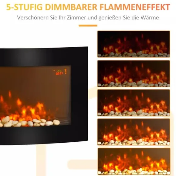 HOMCOM Elektrisk Vægpejs - Sort Metal og Sikkerhedsglas - 89,2 x 13,5 x 48cm