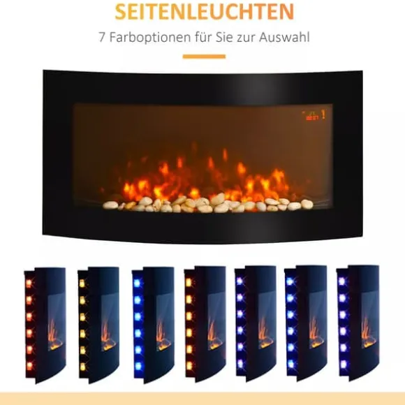 HOMCOM Elektrisk Vægpejs - Sort Metal og Sikkerhedsglas - 89,2 x 13,5 x 48cm