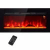 HOMCOM Elektrisk vægpejs 1800W med LED flammeeffekt, 3 flamme farver, 5 lysstyrker, sort, hærdet glas