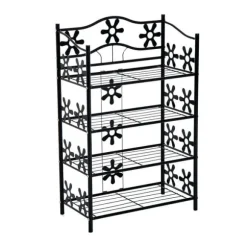 HOMCOM Plantestativ i Metal, 4 Etager, Sort, 59,5x30x92cm