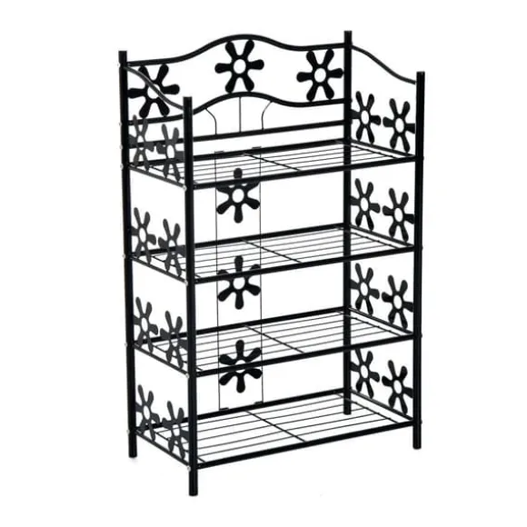 HOMCOM Plantestativ i Metal, 4 Etager, Sort, 59,5x30x92cm