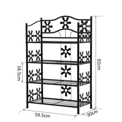 HOMCOM Plantestativ i Metal, 4 Etager, Sort, 59,5x30x92cm