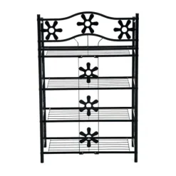 HOMCOM Plantestativ i Metal, 4 Etager, Sort, 59,5x30x92cm