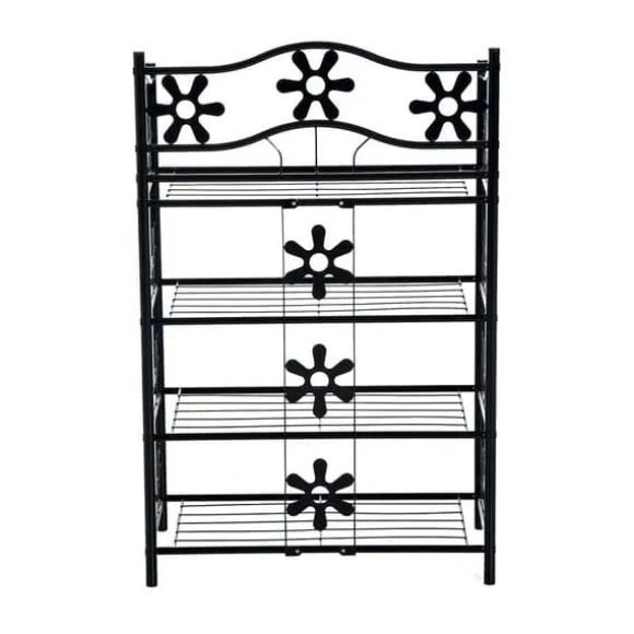 HOMCOM Plantestativ i Metal, 4 Etager, Sort, 59,5x30x92cm