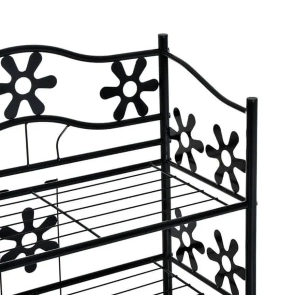 HOMCOM Plantestativ i Metal, 4 Etager, Sort, 59,5x30x92cm